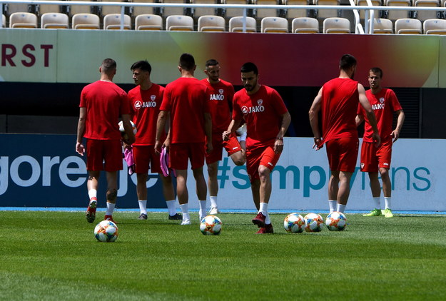 Piłkarze reprezentacji Macedonii Północnej podczas treningu w Skopje /Andrzej Lange /PAP