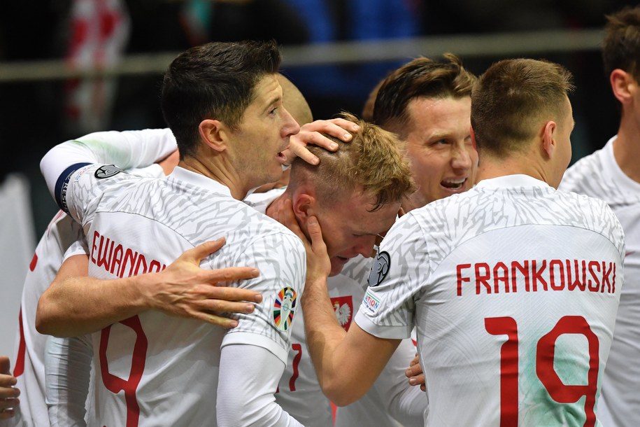 Piłkarze reprezentacji Polski podczas meczu z Albanią w ramach el. ME 2024 /Piotr Nowak /PAP