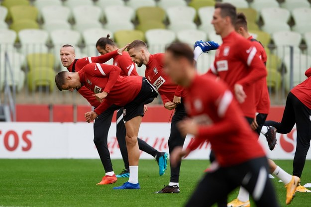 Piłkarze reprezentacji Polski podczas treningu na stadionie Energa w Gdańsku /Adam Warżawa /PAP