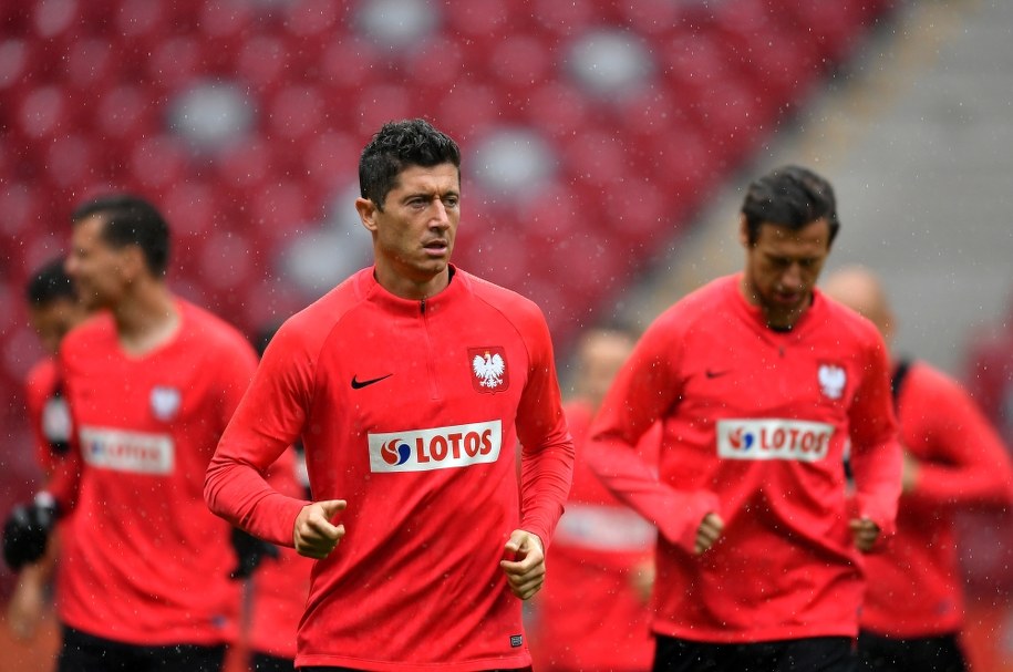 Piłkarze reprezentacji Polski podczas treningu w Warszawie /Bartłomiej  Zborowski /PAP