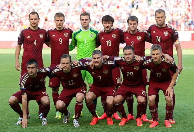 Piłkarze reprezentacji Rosji przed towarzyskim meczem z ekipą Maroka /YURI KOCHETKOV /PAP/EPA
