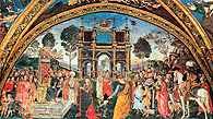 Pinturicchio, Dysputa św. Katarzyny Aleksandryjskiej z filozofami przed cesarzem Maksimusem, fresk, /Encyklopedia Internautica