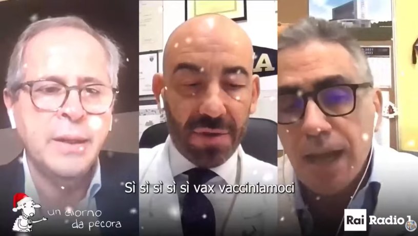 Piosenkę "Si, si vax" - wykonało trio: Andrea Crisanti, Matteo Bassetti i Fabrizio Pregliasco /YouTube
