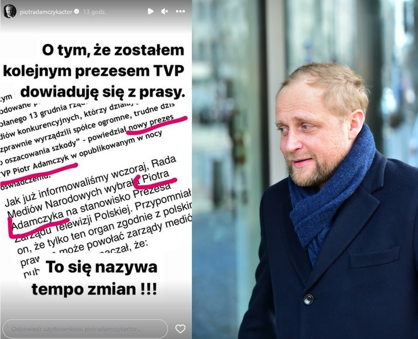Piotr Adamczyk przeczytał o sobie, że jest prezesem TVP /www.instagram.com/piotradamczykactor, East News /