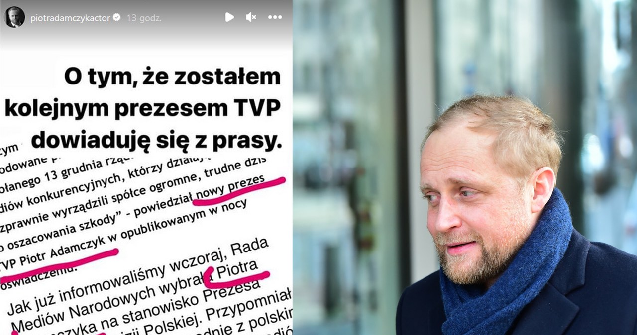 Piotr Adamczyk przeczytał o sobie, że jest prezesem TVP /www.instagram.com/piotradamczykactor, East News /