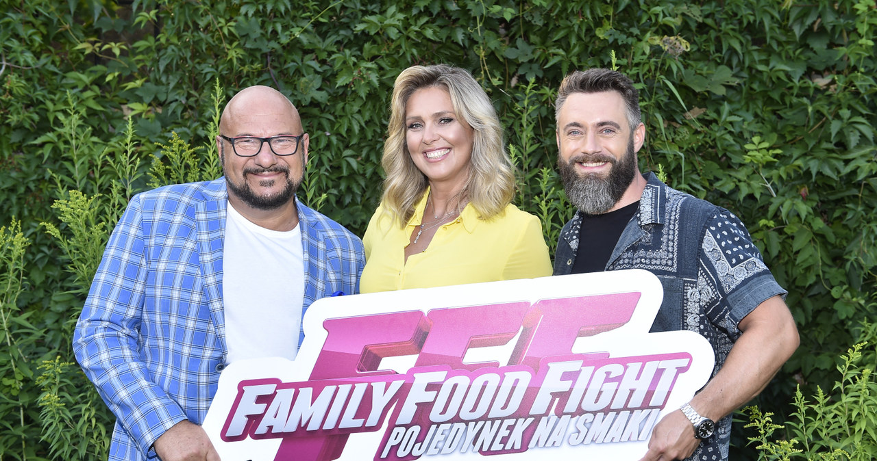 Piotr Gąsowski, Ewa Wachowicz i Adam Borowicz w "Family Food Fight" / Jacek Kurnikowski /AKPA