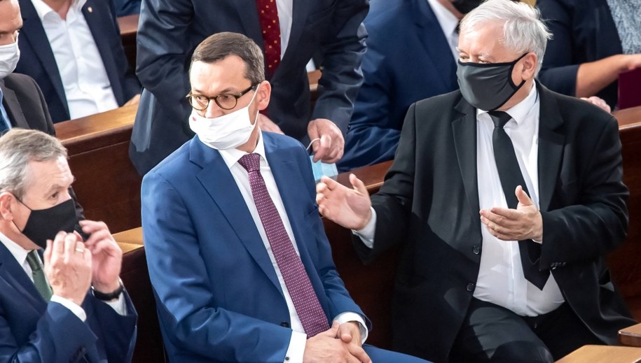 Piotr Gliński, Mateusz Morawiecki i Jarosław Kaczyński /\Tytus Żmijewski /PAP