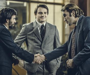 Piotr Głowacki, Szymon Piotr Warszawski i Tomasz Kot w scenie z filmu "Bogowie"