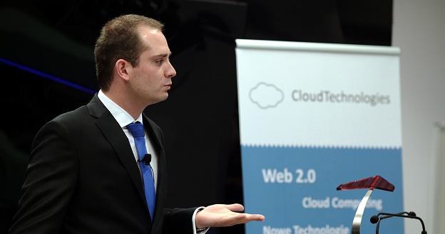 Piotr Prajsnar, prezes Cloud Technologies, w czasie debiutu na NewConnect /PAP