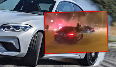 Piraci w BMW przejęli skrzyżowanie w Łodzi. Palili gumę i odpalali race