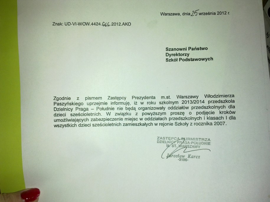 Pismo, do którego dotarł nasz reporter /Piotr Glinkowski /RMF FM