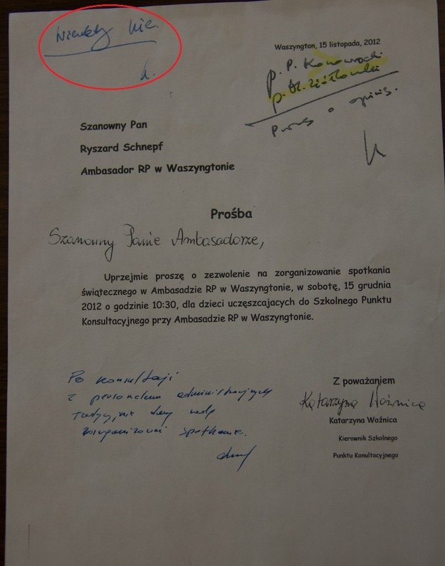 Pismo z odmową ambasadora ws. zorganizowania spotkania świątecznego dla dzieci /Paweł Żuchowski /RMF FM