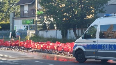 Piwo wylało się na ul. Browarnej w Poznaniu. Kierowca z wysokim mandatem