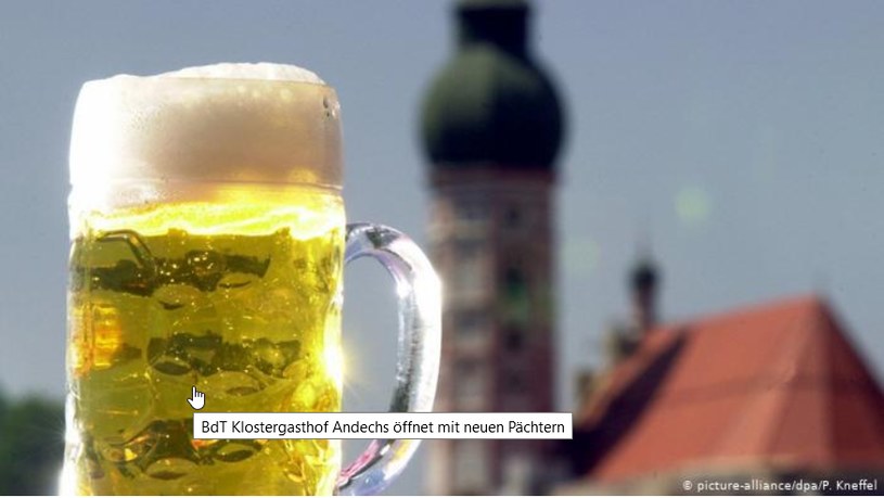 Piwo z browaru na tle klasztoru w Andechs /Deutsche Welle