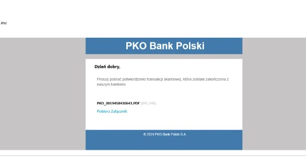 PKO BP opublikowało wiadomość wysyłaną przez cyberprzestępców /PKO BP /materiały prasowe