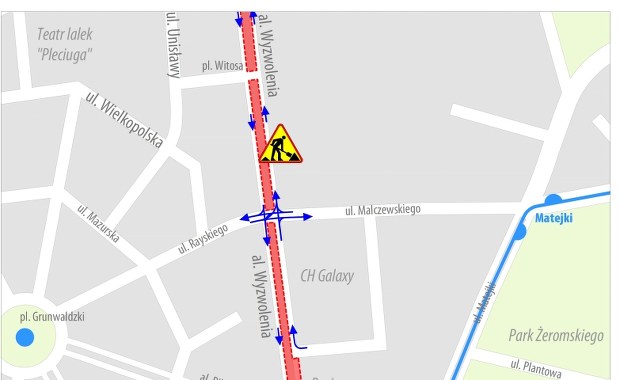 Plac Rodła niemal nieprzejezdny. Duże utrudnienia w centrum Szczecina