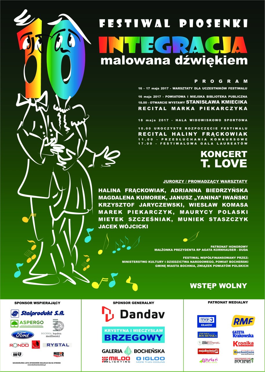 Plakat 10. Festiwalu Piosenki "Integracja malowana dźwiękiem"! /materiały prasowe /Materiały prasowe