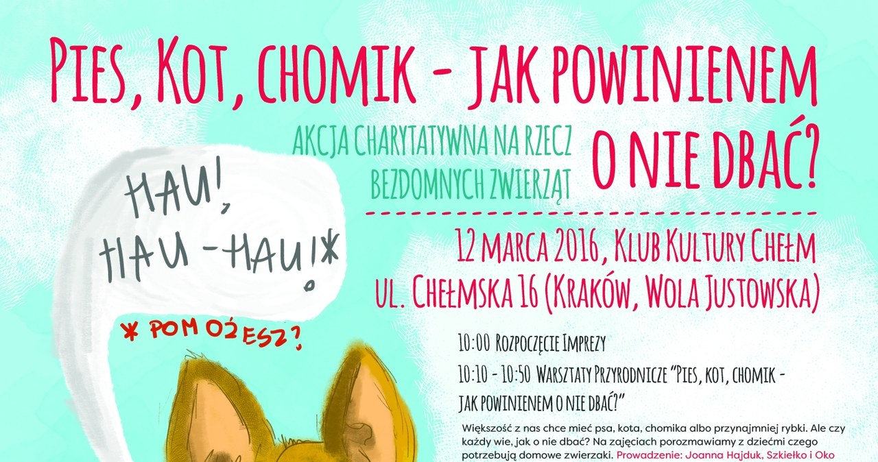 Plakat akcji charytatywne "Pies, kot, chomik. Jak powinienem o nie dbać". /materiały prasowe