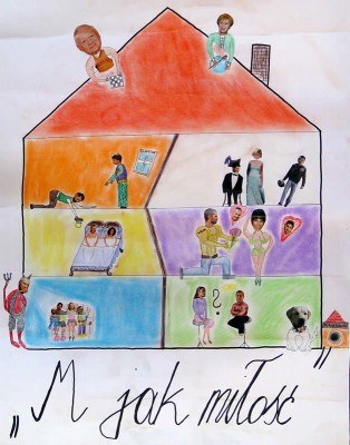 Plakat ilustrujący serial "M jak Miłość" autorstwa Roksany Pieróg /