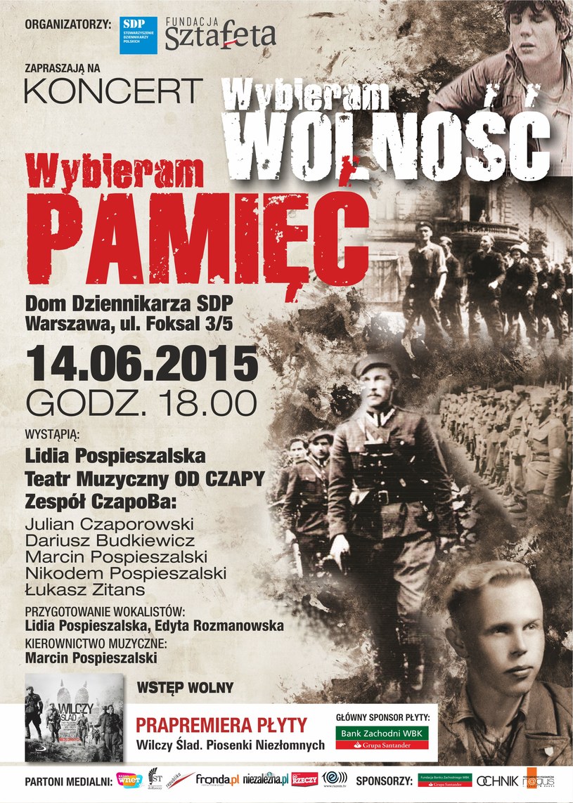 Plakat koncertu "Wybieram wolność, wybieram pamięć" /materiały prasowe