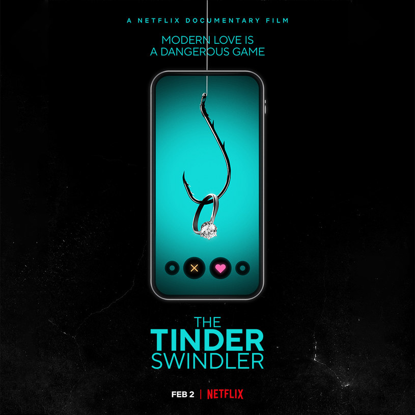 Plakat promujący film "Oszust z Tindera" /Netflix /materiały prasowe