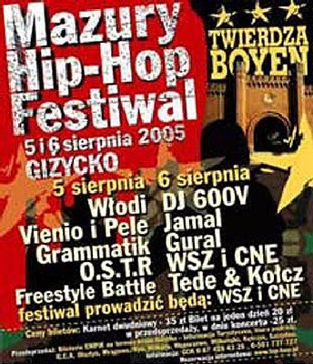 Plakat reklamujący "Mazury Hip-Hop Festiwal" /