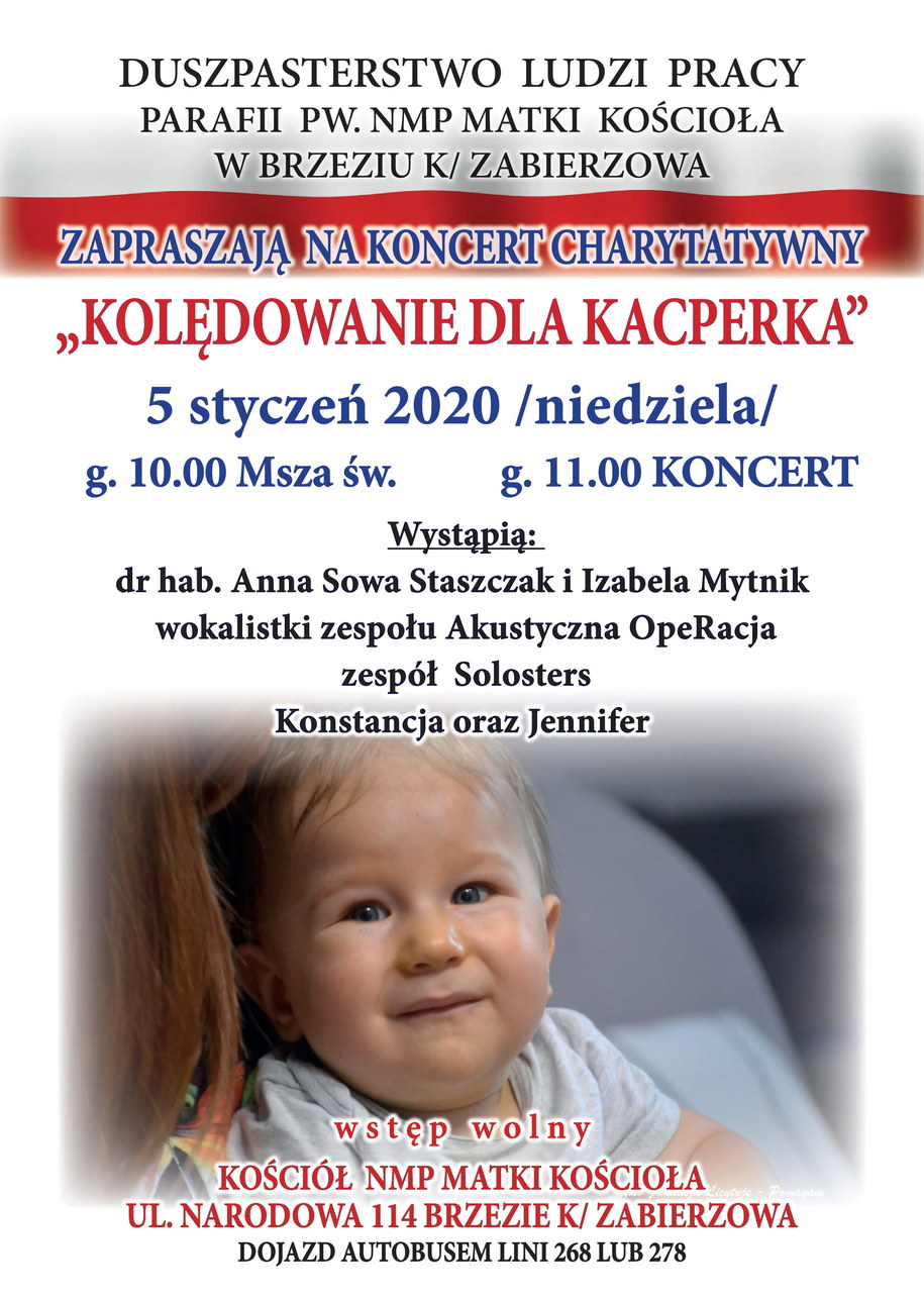 Plakat zapowiadający charytatywne kolędowanie dla Kacperka /Zdjęcie udostępnione /