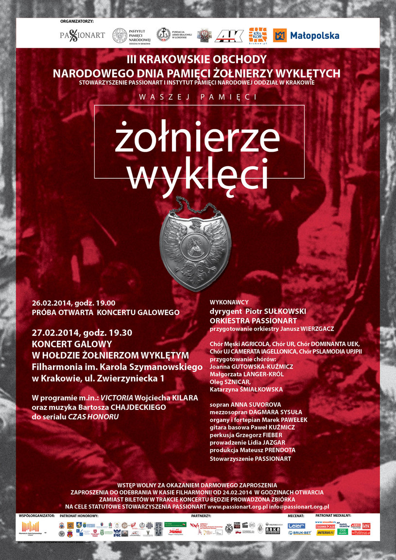Plakat zapowiadający koncert ku czci Żołnierzy Wyklętych - 27 lutego 2014 r. w Filharmonii Krakowskiej /IPN