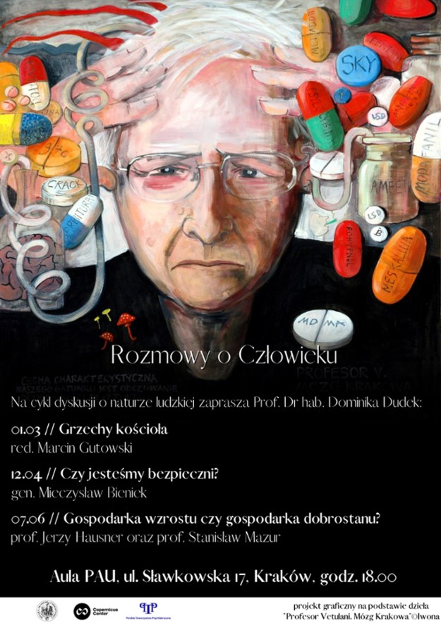 Plakat zapowiadający "Rozmowy o człowieku" /