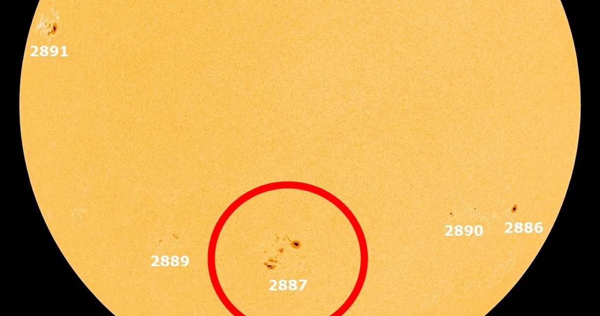 Plama 2887, z której nastąpił wybuch plazmy w kierunku Ziemi /SolarHam /materiały prasowe