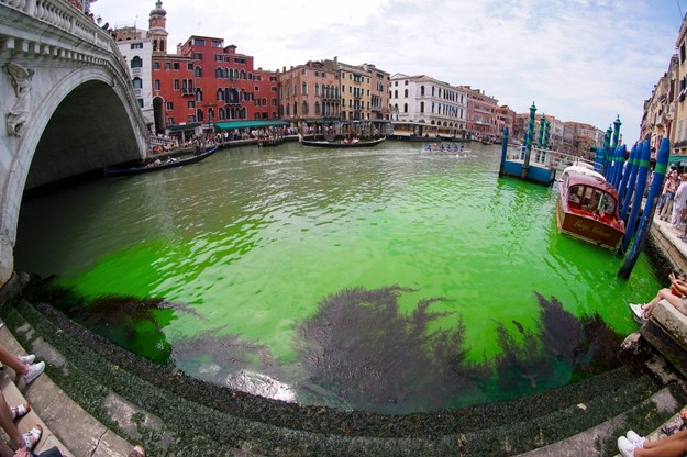 Plama na wodzie Canal Grande w Wenecji /ANDREA MEROLA /PAP/EPA