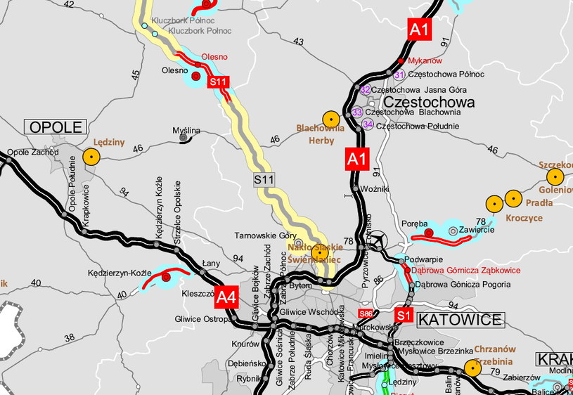 Planowany przebieg drogi S11 na Śląsku /GDDKiA