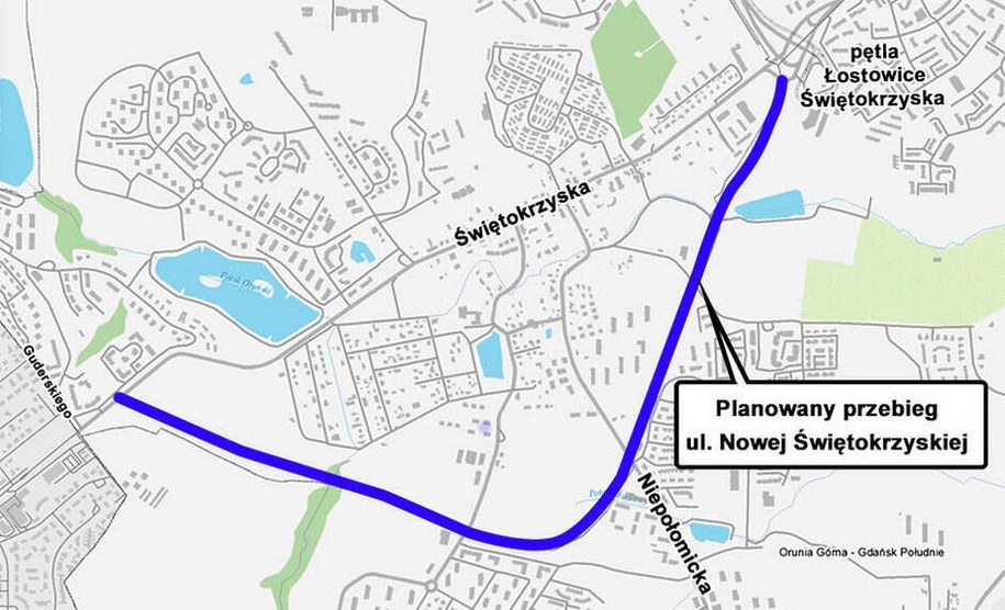 Planowany przebieg ul. Nowej Świętokrzyskiej /UM Gdańsk /