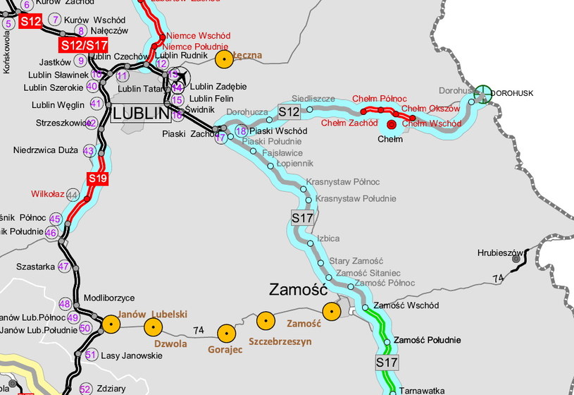 Plany zakładają wybudowanie drogi S12 aż do granicy z Ukrainą /GDDKiA