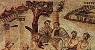 Platon ze swoimi uczniami w Akademii, mozaika z Pompejów /Encyklopedia Internautica