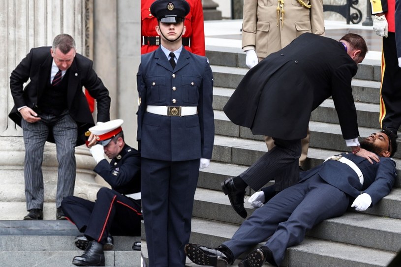 Platynowy Jubileusz królowej Elżbiety II - żołnierze zasłabli przed katedrą św. Pawła /Henry Nicholls /Getty Images