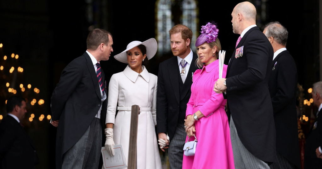 Platynowy Jubileusz Królowej Elżbiety - Meghan i Harry przed kościołem /WPA Pool / Pool /Getty Images