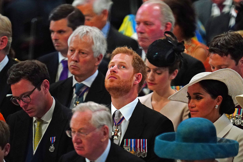 Platynowy Jubileusz Królowej Elżbiety - znudzony Harry. u boku Meghan /WPA Pool / Pool /Getty Images