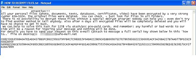 Plik tekstowy z treścią szantażu, wyświetlany przez wirusa GpCode /materiały prasowe