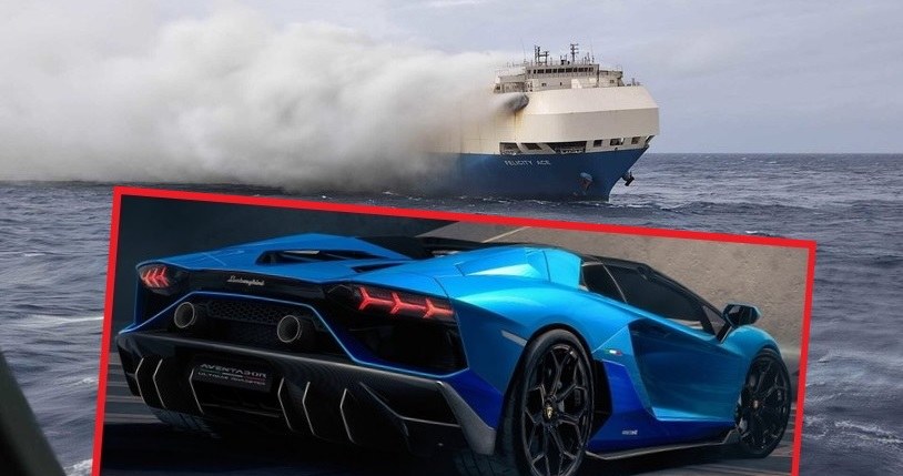 Płonące Felicity Ace oraz Lamborghini Aventador LP780-4 Ultimae /Getty Images