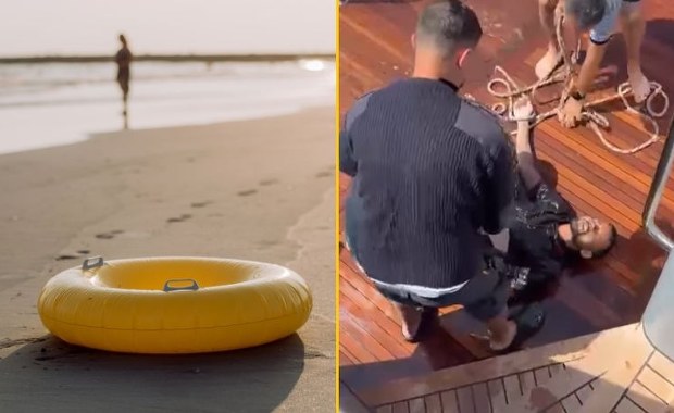 Płynął do Europy w dmuchanym kółku i płetwach. Wyczerpany znalazł pomoc