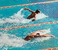 Pływanie, finał na 100 m stylem motylkowym na pierwszych mistrzostwach świata, Belgrad, 1973 /Encyklopedia Internautica