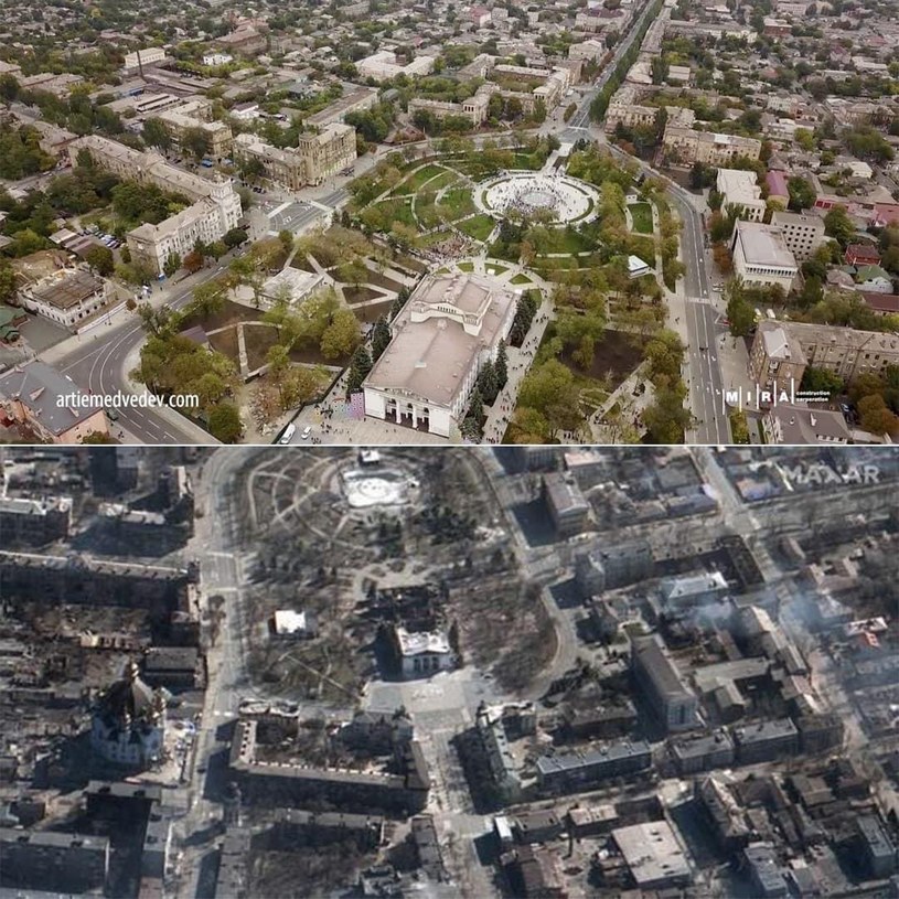 Po ataku Rosjan Mariupol przypomina morze ruin /Twitter
