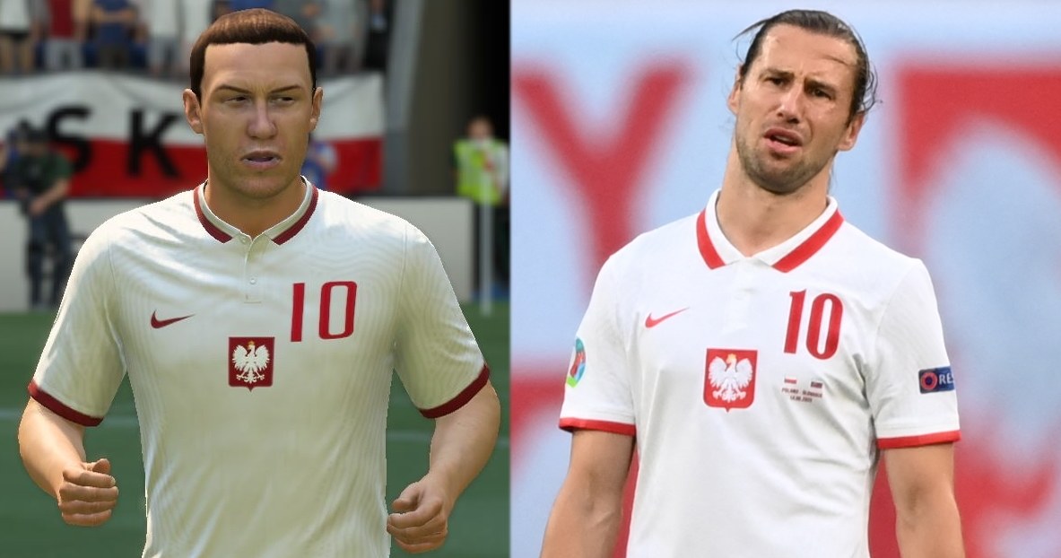 Po lewej Grzegorz Krychowiak wygenerowany automatycznie w grze FIFA 22 /materiały prasowe