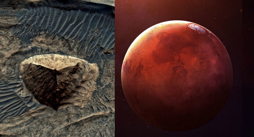 Po lewej jedna z fotografii NASA, przedstawia formację skalną, ale niektórzy uważali, że to piramida /materiały prasowe