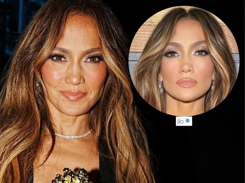 Po lewej - Jennifer Lopez na zdjęciu zrobionym przez fotoreporterów, w kółku - artystka na zdjęciach dodawanych na Instagram @jlo/ /Jeff Kravitz/Getty Images for MTV /Getty Images