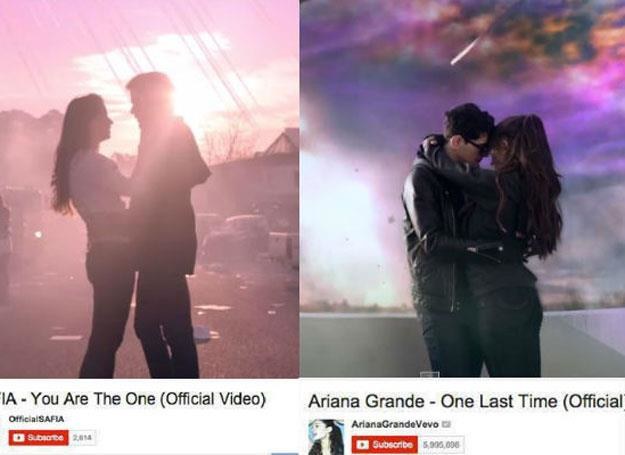Po lewej kadr z teledysku grupy Safia, po prawej kadr z klipu Ariany Grande /