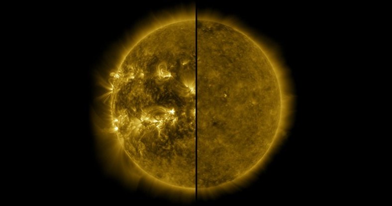 Po lewej: Słońce w kwietniu 2014 r., po prawej: w grudniu 2019 r. /NASA