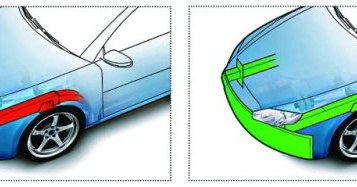 Po lewej: taki przód samochodu nie rozprasza wystarczająco energii zderzenia. Po prawej: szeroka „tarcza” ochronna przez całą szerokość i wysokość pasa przedniego spisuje się znacznie lepiej. /Motor