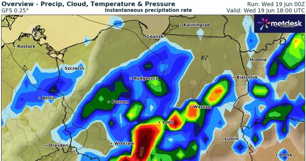 In the afternoon, severe storms will occur in the central, southern and eastern parts of the country/wxcharts/